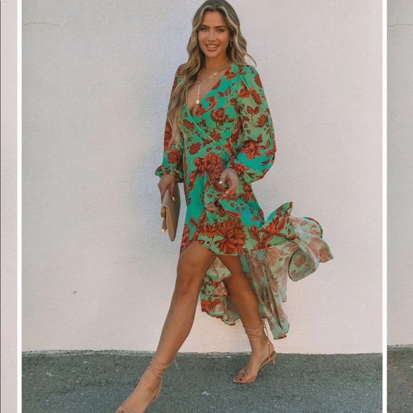 ROVER FLORAL HIGH LOW RUFFLE MAXI DRESS NWOT - Picture 3 of 7